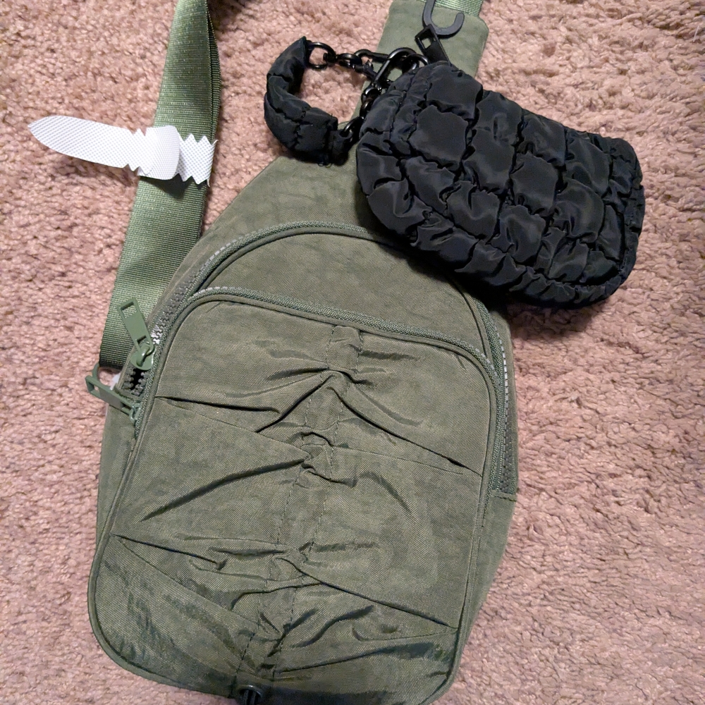 Olive Green Sling Bag Set